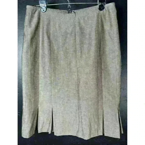 Tahari Arthur S. Levine Pleated Preppy Knee Length A-Line Skirt Brown Size 6 - Picture 2 of 5